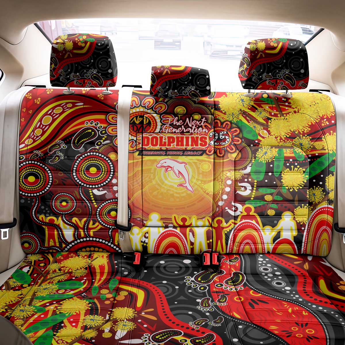 NAIDOC Week 2025 Dolphins Rugby Back Car Seat Cover Aboriginal Dot Painting