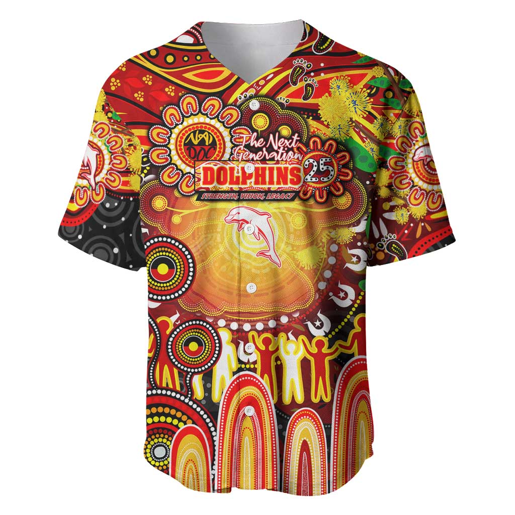 Personalised NAIDOC Week 2025 Dolphins Rugby Baseball Jersey Aboriginal Dot Painting