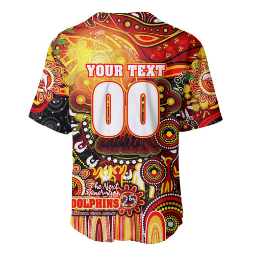 Personalised NAIDOC Week 2025 Dolphins Rugby Baseball Jersey Aboriginal Dot Painting
