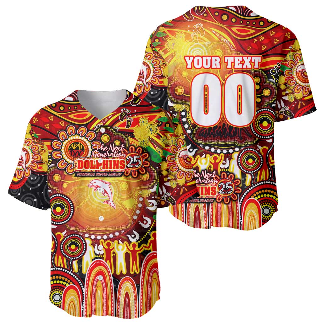 Personalised NAIDOC Week 2025 Dolphins Rugby Baseball Jersey Aboriginal Dot Painting