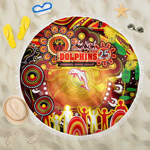 NAIDOC Week 2025 Dolphins Rugby Beach Blanket Aboriginal Dot Painting