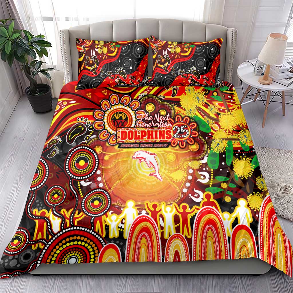 NAIDOC Week 2025 Dolphins Rugby Bedding Set Aboriginal Dot Painting