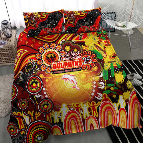 NAIDOC Week 2025 Dolphins Rugby Bedding Set Aboriginal Dot Painting