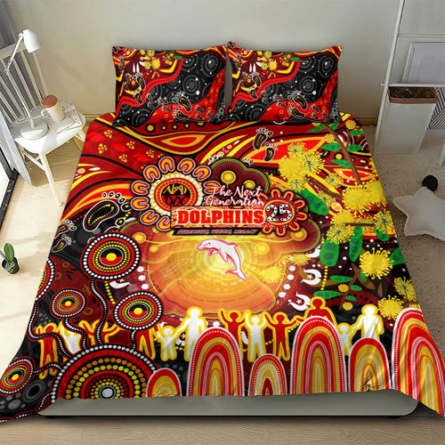 NAIDOC Week 2025 Dolphins Rugby Bedding Set Aboriginal Dot Painting