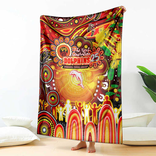 NAIDOC Week 2025 Dolphins Rugby Blanket Aboriginal Dot Painting