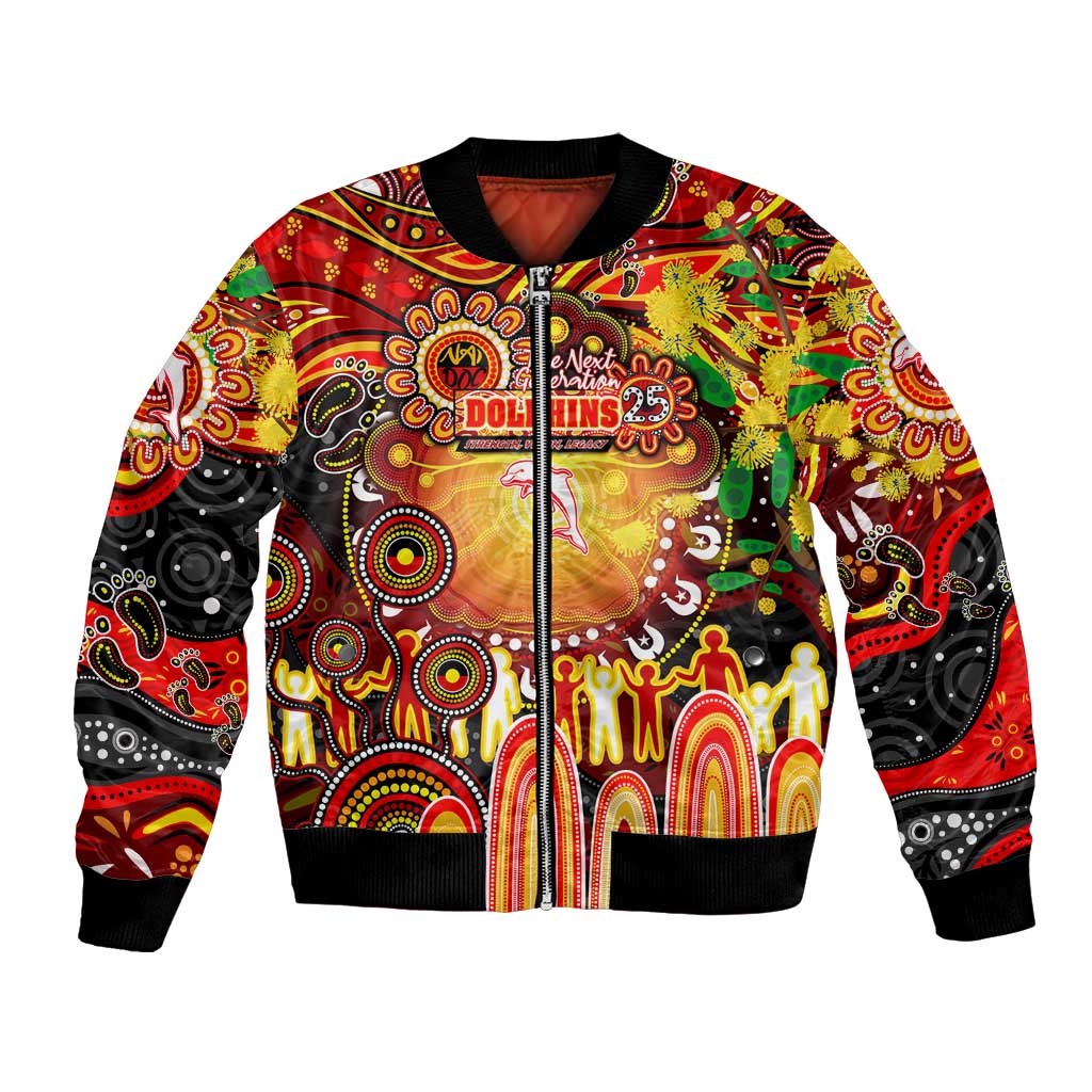 Personalised NAIDOC Week 2025 Dolphins Rugby Bomber Jacket Aboriginal Dot Painting