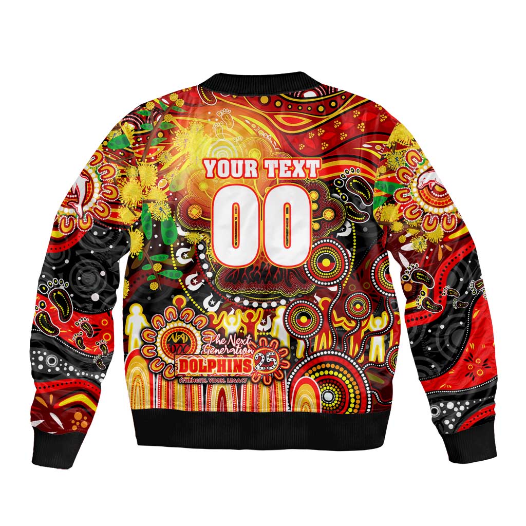 Personalised NAIDOC Week 2025 Dolphins Rugby Bomber Jacket Aboriginal Dot Painting