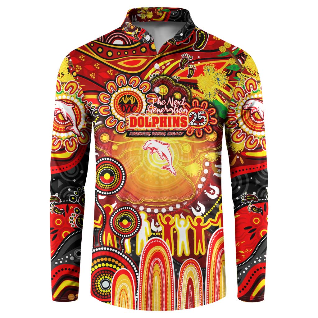 Personalised NAIDOC Week 2025 Dolphins Rugby Button Sweatshirt Aboriginal Dot Painting