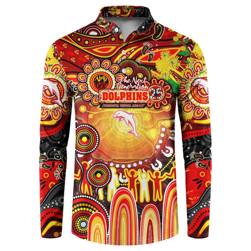 Personalised NAIDOC Week 2025 Dolphins Rugby Button Sweatshirt Aboriginal Dot Painting