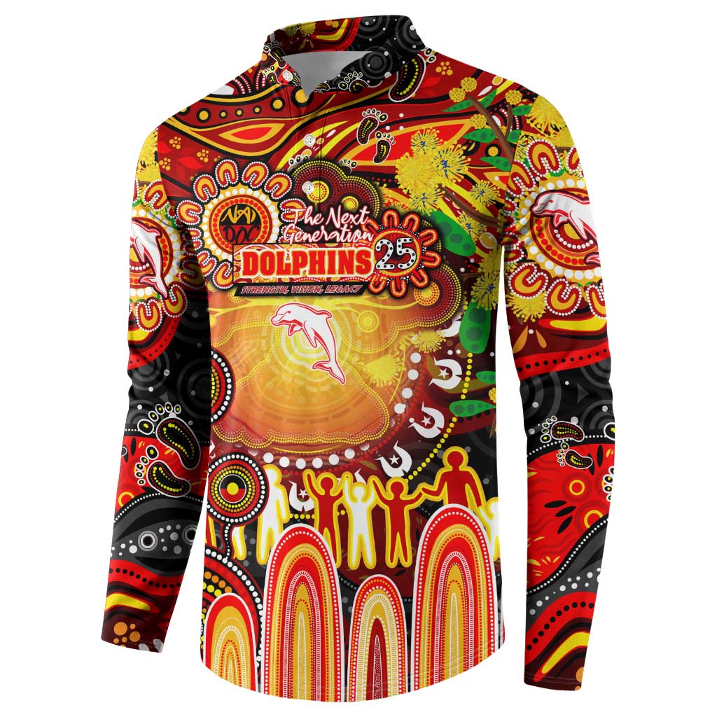 Personalised NAIDOC Week 2025 Dolphins Rugby Button Sweatshirt Aboriginal Dot Painting