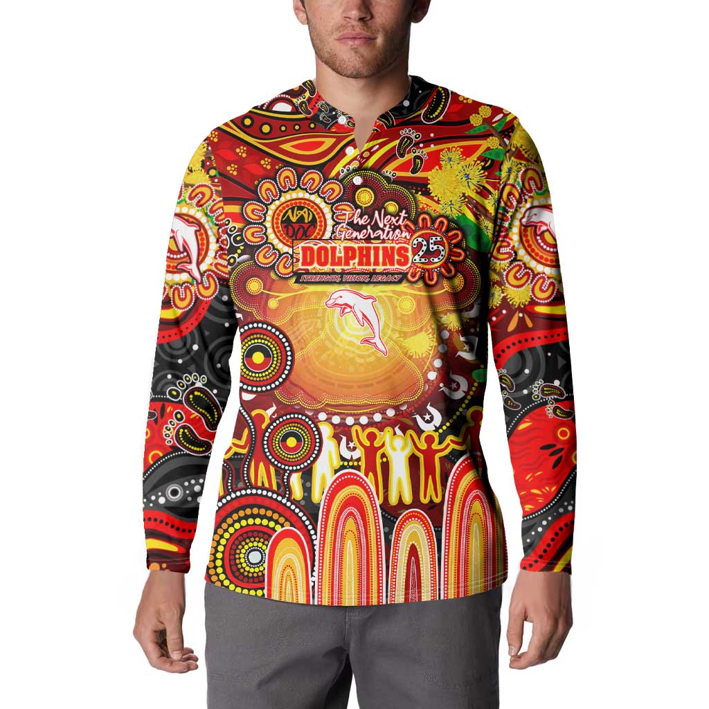 Personalised NAIDOC Week 2025 Dolphins Rugby Button Sweatshirt Aboriginal Dot Painting