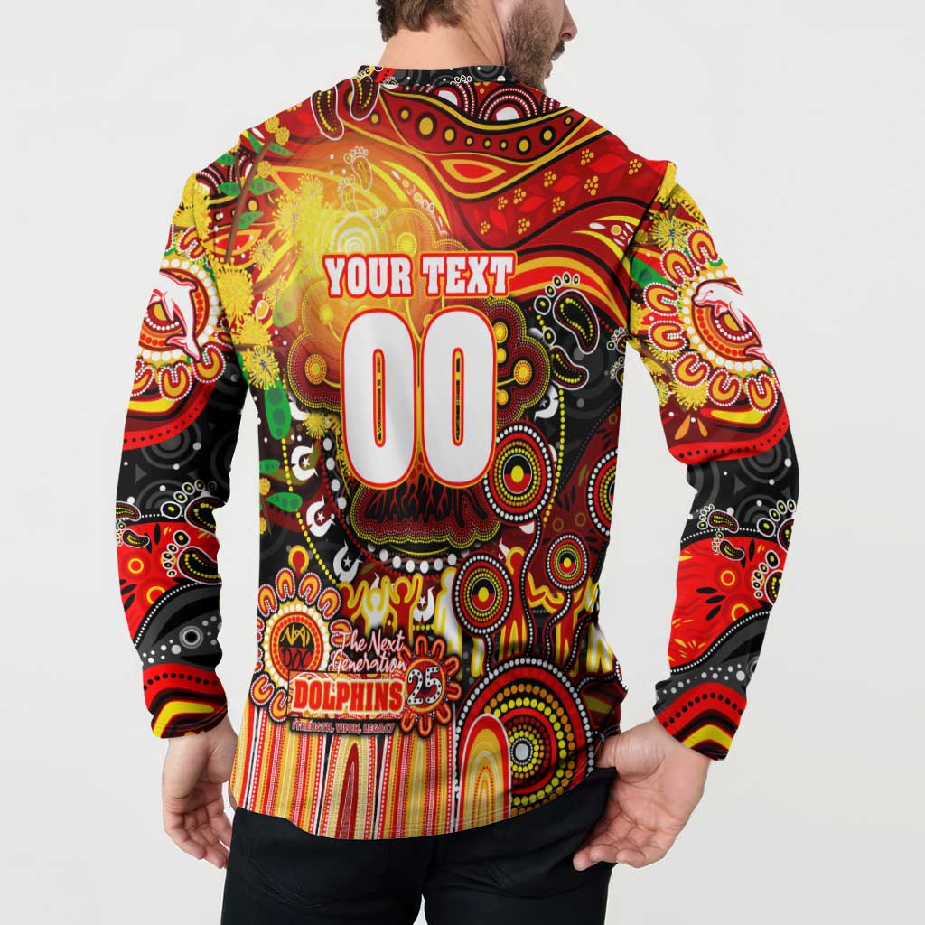 Personalised NAIDOC Week 2025 Dolphins Rugby Button Sweatshirt Aboriginal Dot Painting