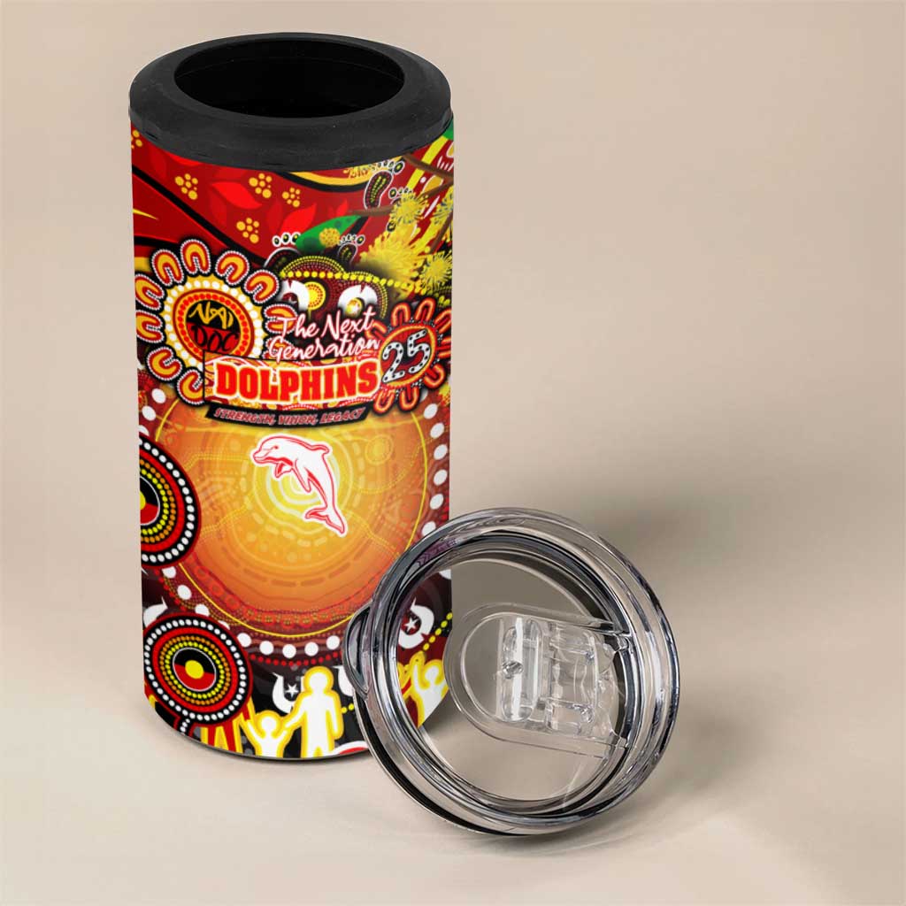 NAIDOC Week 2025 Dolphins Rugby 4 in 1 Can Cooler Tumbler Aboriginal Dot Painting