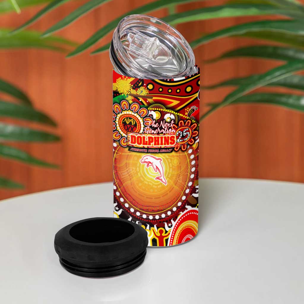 NAIDOC Week 2025 Dolphins Rugby 4 in 1 Can Cooler Tumbler Aboriginal Dot Painting