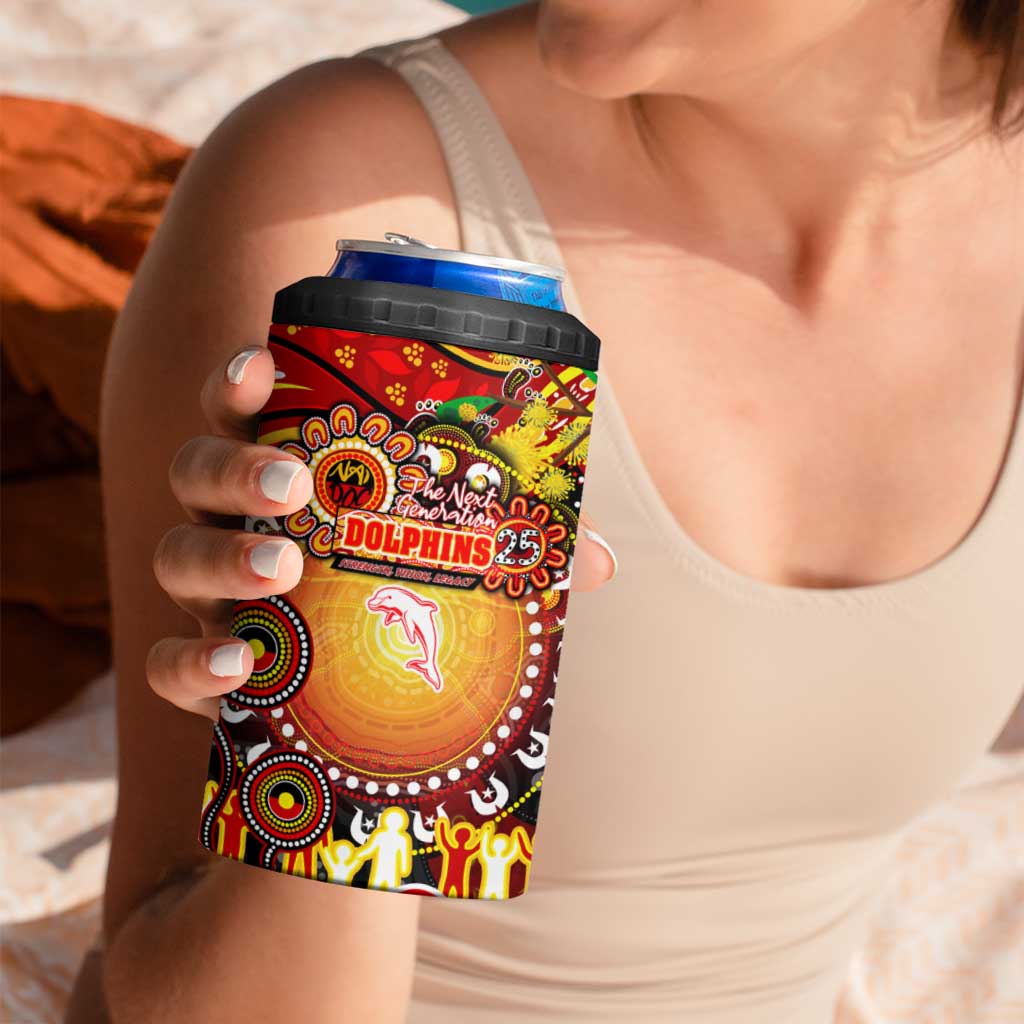 NAIDOC Week 2025 Dolphins Rugby 4 in 1 Can Cooler Tumbler Aboriginal Dot Painting