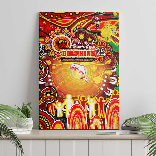 NAIDOC Week 2025 Dolphins Rugby Canvas Wall Art Aboriginal Dot Painting