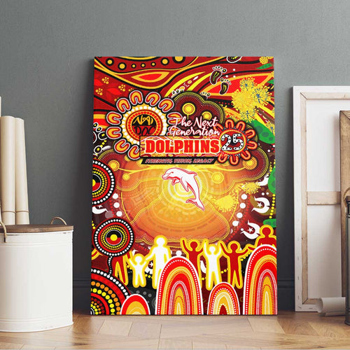 NAIDOC Week 2025 Dolphins Rugby Canvas Wall Art Aboriginal Dot Painting