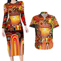 Personalised NAIDOC Week 2025 Dolphins Rugby Couples Matching Long Sleeve Bodycon Dress and Hawaiian Shirt Aboriginal Dot Painting