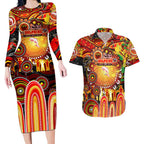 Personalised NAIDOC Week 2025 Dolphins Rugby Couples Matching Long Sleeve Bodycon Dress and Hawaiian Shirt Aboriginal Dot Painting