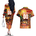 Personalised NAIDOC Week 2025 Dolphins Rugby Couples Matching Off The Shoulder Long Sleeve Dress and Hawaiian Shirt Aboriginal Dot Painting