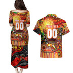 Personalised NAIDOC Week 2025 Dolphins Rugby Couples Matching Puletasi and Hawaiian Shirt Aboriginal Dot Painting