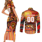 Personalised NAIDOC Week 2025 Dolphins Rugby Couples Matching Short Sleeve Bodycon Dress and Long Sleeve Button Shirt Aboriginal Dot Painting