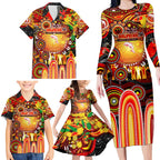 Personalised NAIDOC Week 2025 Dolphins Rugby Family Matching Long Sleeve Bodycon Dress and Hawaiian Shirt Aboriginal Dot Painting