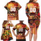 Personalised NAIDOC Week 2025 Dolphins Rugby Family Matching Long Sleeve Bodycon Dress and Hawaiian Shirt Aboriginal Dot Painting
