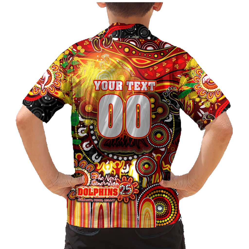 Personalised NAIDOC Week 2025 Dolphins Rugby Family Matching Mermaid Dress and Hawaiian Shirt Aboriginal Dot Painting