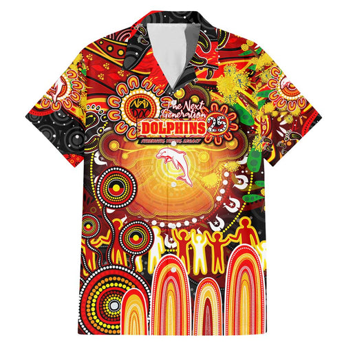 Personalised NAIDOC Week 2025 Dolphins Rugby Family Matching Mermaid Dress and Hawaiian Shirt Aboriginal Dot Painting
