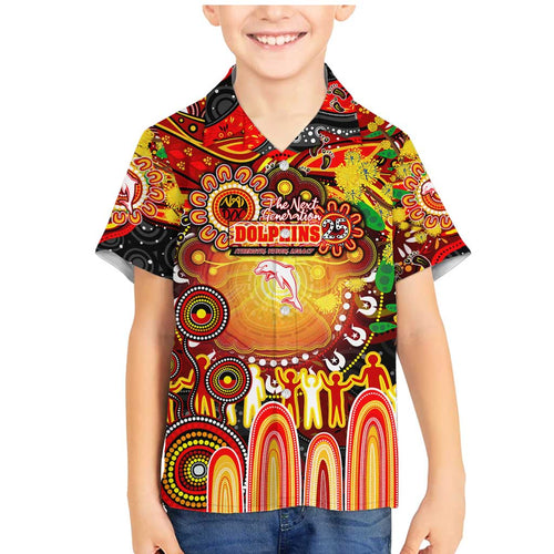 Personalised NAIDOC Week 2025 Dolphins Rugby Family Matching Mermaid Dress and Hawaiian Shirt Aboriginal Dot Painting