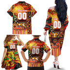 Personalised NAIDOC Week 2025 Dolphins Rugby Family Matching Off The Shoulder Long Sleeve Dress and Hawaiian Shirt Aboriginal Dot Painting