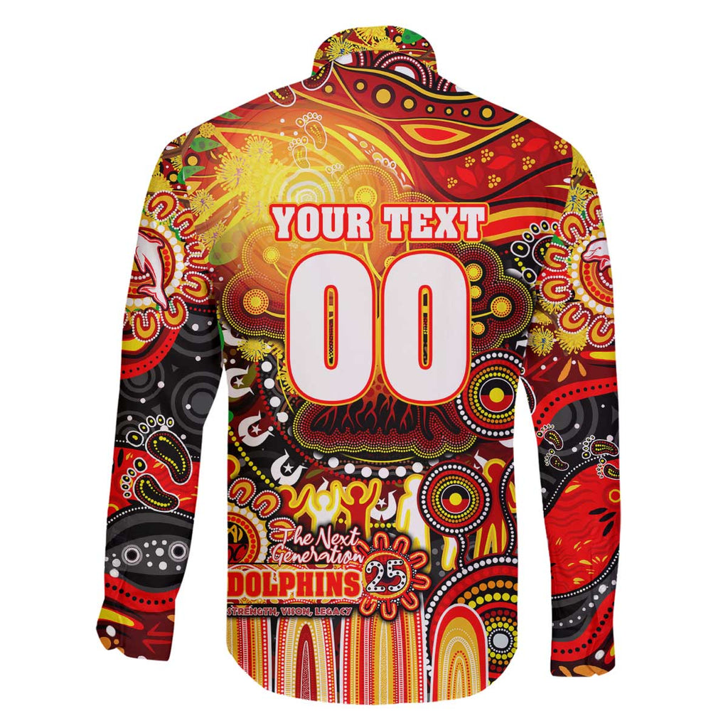 Personalised NAIDOC Week 2025 Dolphins Rugby Family Matching Off The Shoulder Long Sleeve Dress and Hawaiian Shirt Aboriginal Dot Painting