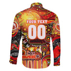Personalised NAIDOC Week 2025 Dolphins Rugby Family Matching Off The Shoulder Long Sleeve Dress and Hawaiian Shirt Aboriginal Dot Painting