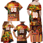 Personalised NAIDOC Week 2025 Dolphins Rugby Family Matching Off Shoulder Maxi Dress and Hawaiian Shirt Aboriginal Dot Painting