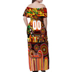 Personalised NAIDOC Week 2025 Dolphins Rugby Family Matching Off Shoulder Maxi Dress and Hawaiian Shirt Aboriginal Dot Painting