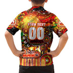 Personalised NAIDOC Week 2025 Dolphins Rugby Family Matching Off Shoulder Short Dress and Hawaiian Shirt Aboriginal Dot Painting