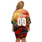Personalised NAIDOC Week 2025 Dolphins Rugby Family Matching Off Shoulder Short Dress and Hawaiian Shirt Aboriginal Dot Painting
