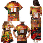 Personalised NAIDOC Week 2025 Dolphins Rugby Family Matching Puletasi and Hawaiian Shirt Aboriginal Dot Painting