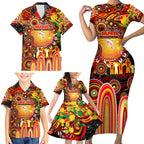 Personalised NAIDOC Week 2025 Dolphins Rugby Family Matching Short Sleeve Bodycon Dress and Hawaiian Shirt Aboriginal Dot Painting