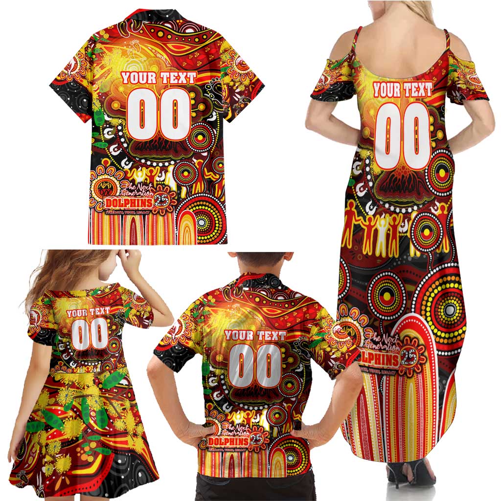 Personalised NAIDOC Week 2025 Dolphins Rugby Family Matching Summer Maxi Dress and Hawaiian Shirt Aboriginal Dot Painting