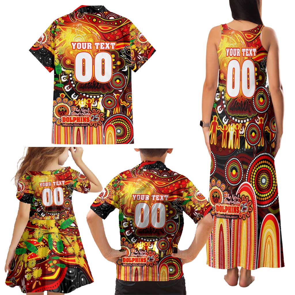 Personalised NAIDOC Week 2025 Dolphins Rugby Family Matching Tank Maxi Dress and Hawaiian Shirt Aboriginal Dot Painting
