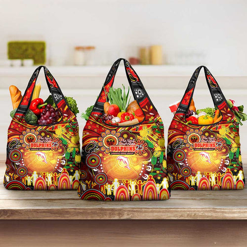 NAIDOC Week 2025 Dolphins Rugby Grocery Bag Aboriginal Dot Painting