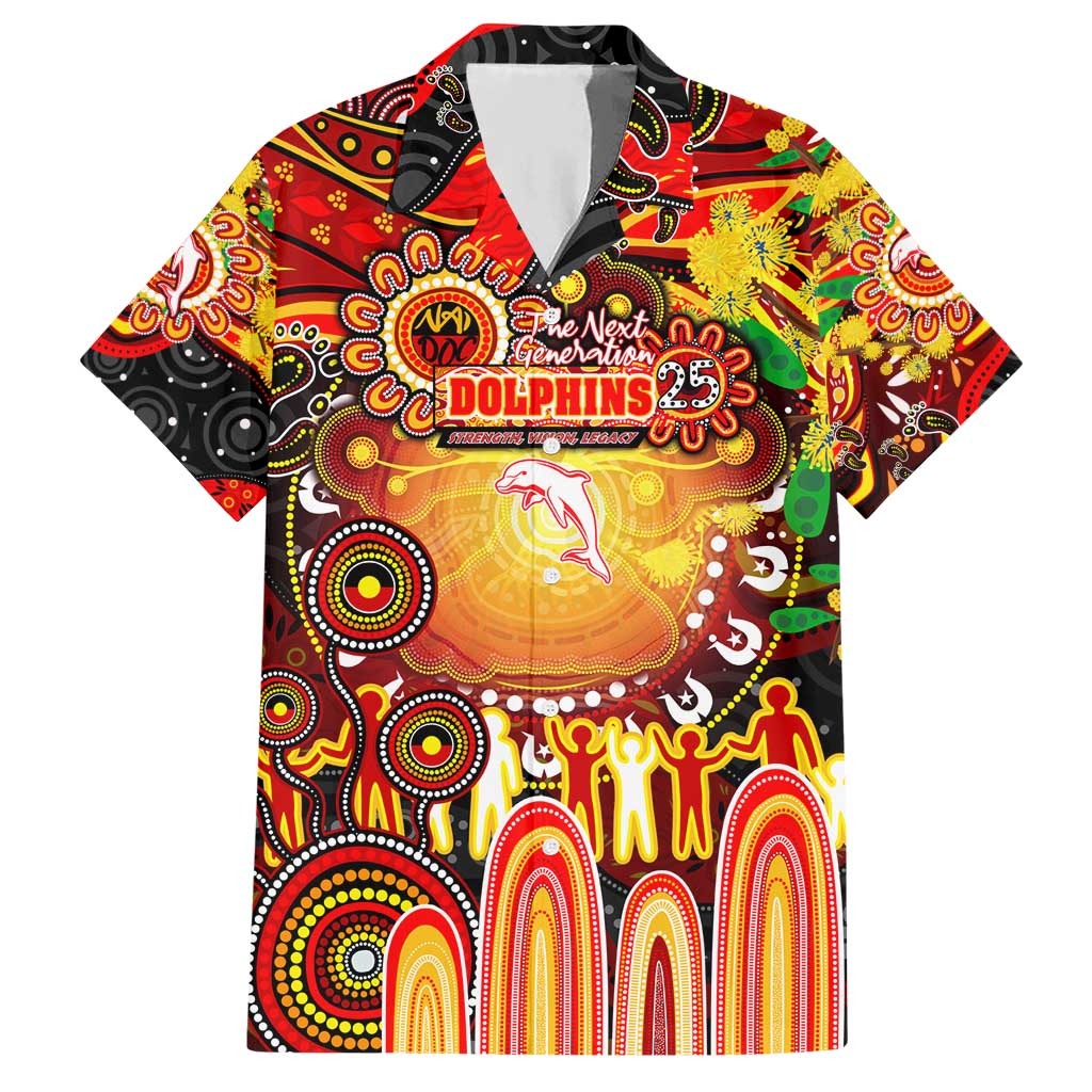 Personalised NAIDOC Week 2025 Dolphins Rugby Hawaiian Shirt Aboriginal Dot Painting