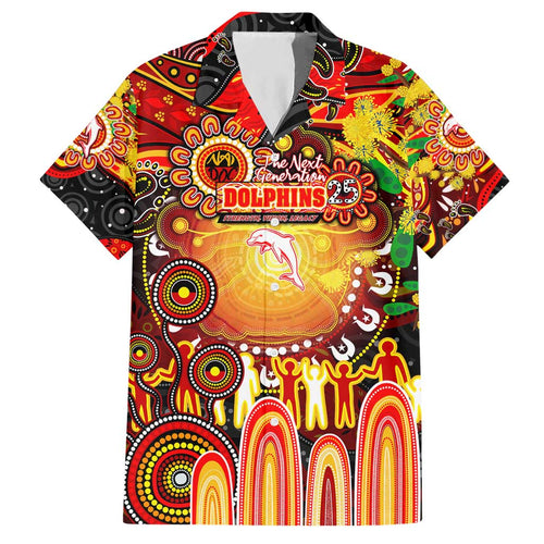 Personalised NAIDOC Week 2025 Dolphins Rugby Hawaiian Shirt Aboriginal Dot Painting