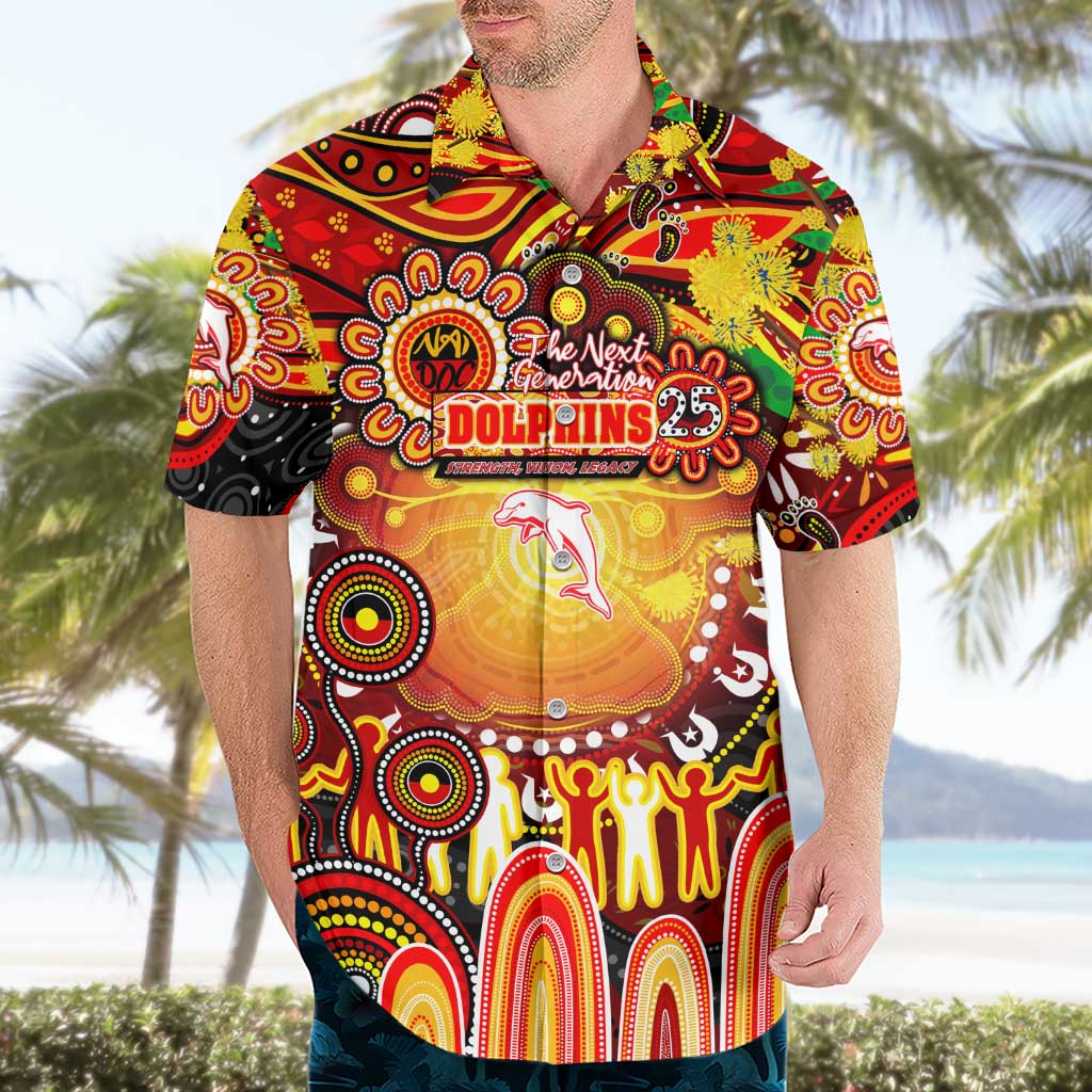 Personalised NAIDOC Week 2025 Dolphins Rugby Hawaiian Shirt Aboriginal Dot Painting