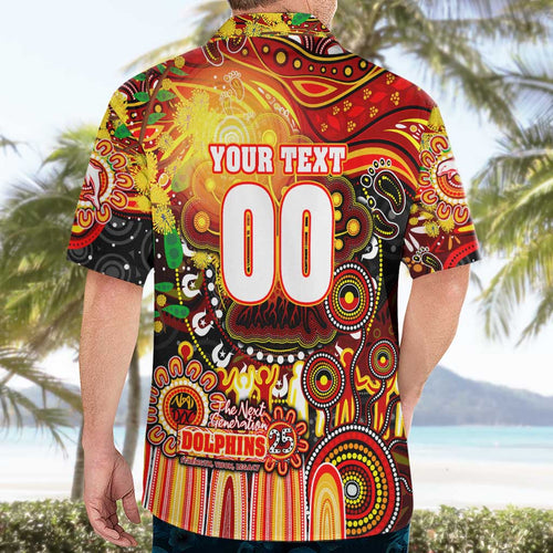 Personalised NAIDOC Week 2025 Dolphins Rugby Hawaiian Shirt Aboriginal Dot Painting