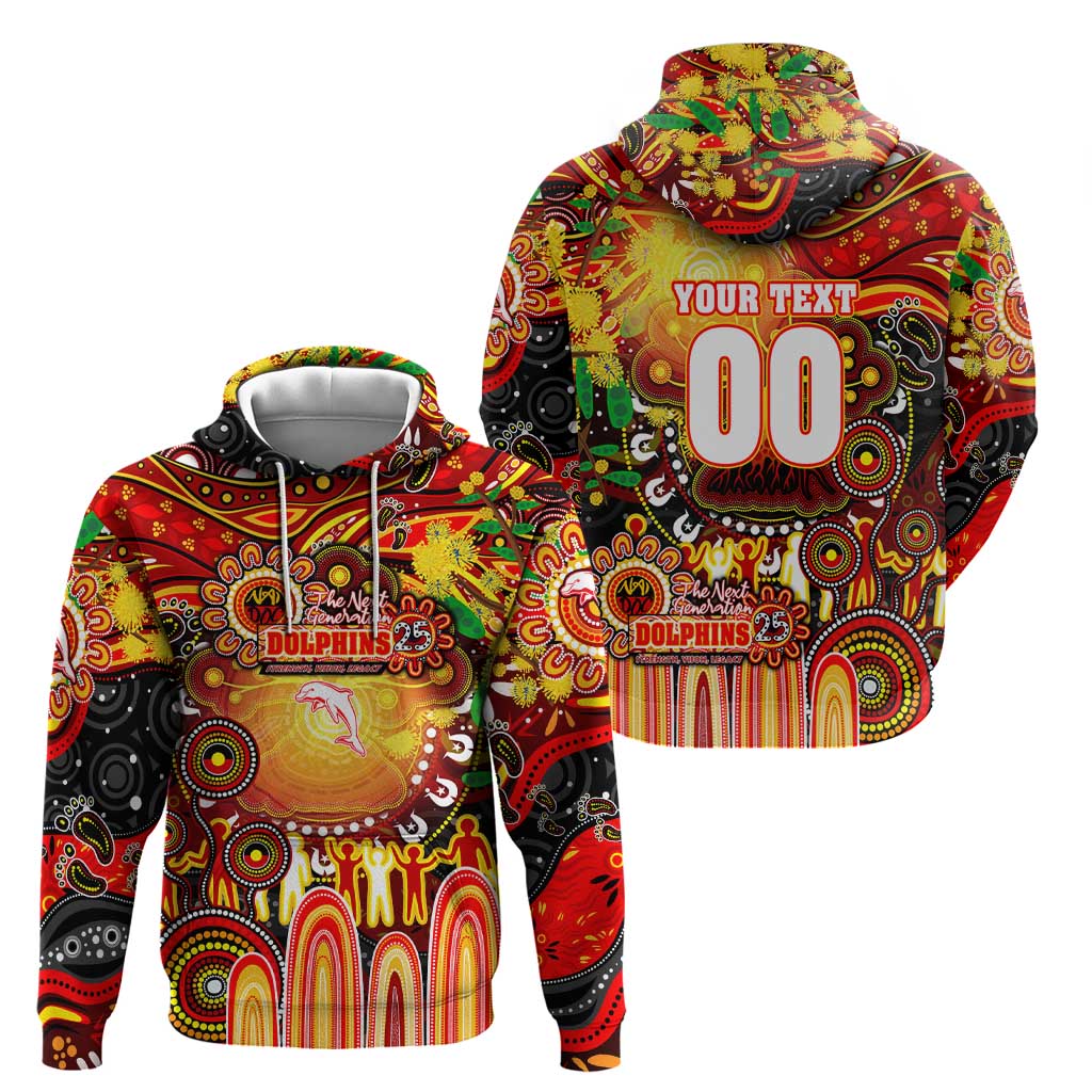 Personalised NAIDOC Week 2025 Dolphins Rugby Hoodie Aboriginal Dot Painting