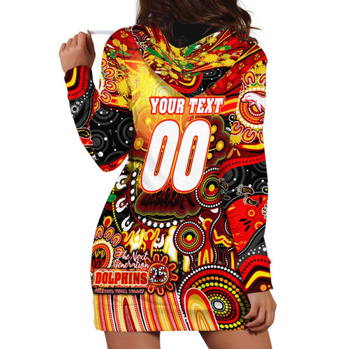 Personalised NAIDOC Week 2025 Dolphins Rugby Hoodie Dress Aboriginal Dot Painting