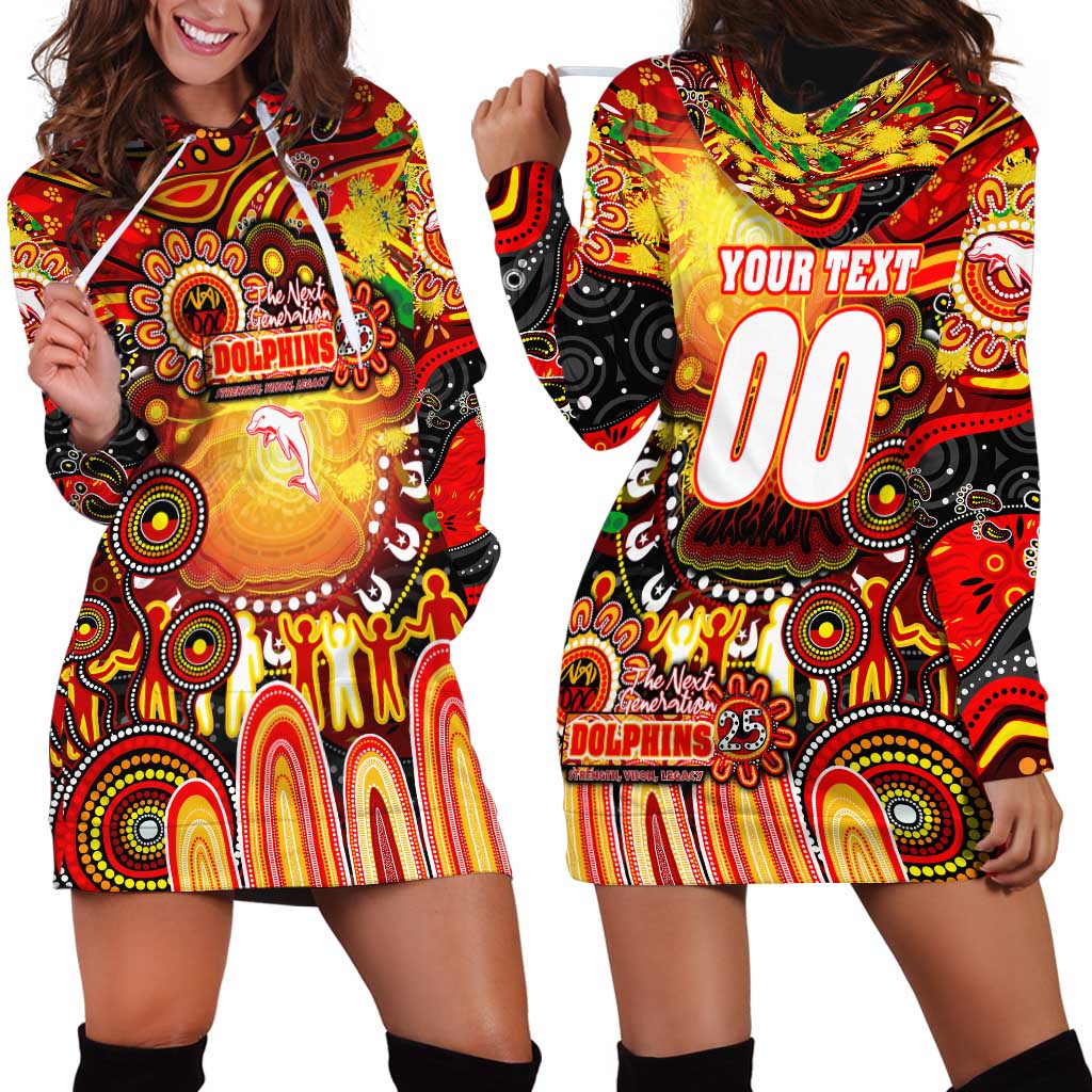 Personalised NAIDOC Week 2025 Dolphins Rugby Hoodie Dress Aboriginal Dot Painting